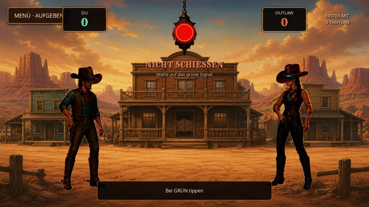 Duell im Spiel während des roten Signals