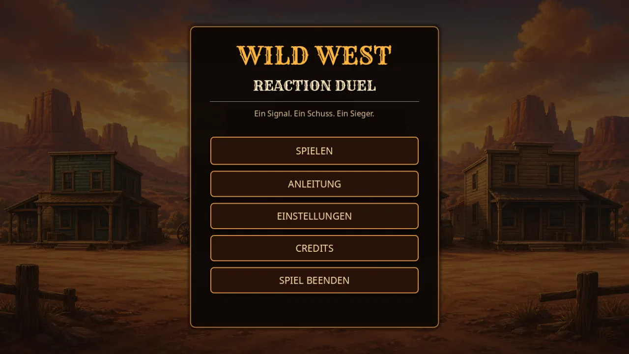 Hauptmenü von Wild West – Reaction Duel